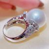 AAA Cubic Zirconia Pearl Rings for Women Engagement Wedding Party Luxury Fashion Female   CopperJewelry Gifts