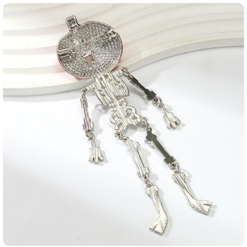 Luxury Big Heavy Flower Skull Brooch Jewelry Retro Ghost Witch Badge Pin For Coat Bag Decor Accessory Halloween Gift