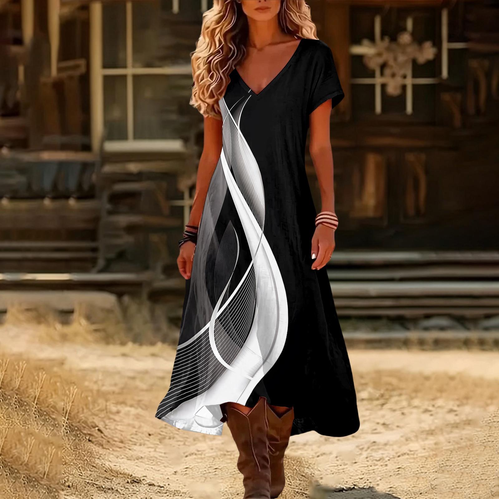 

Модное женское летнее пляжное платье с V-образным вырезом, короткими рукавами и ретро-цветочным принтом XL тёмно-синий