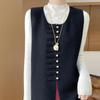 Women's Round Neck Sleeveless Wool Vest - 100% Pure Wool, High-End Feel, Perfect for Layering