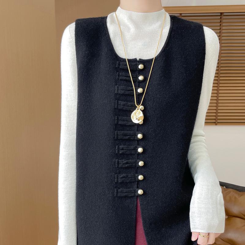 Women's Round Neck Sleeveless Wool Vest - 100% Pure Wool, High-End Feel, Perfect for Layering