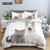 Dog and Cat Bedspread Cover Kit Queen Size Size Animal Theme Twin Size Sleep Bedding Kit for Kids Boys Girls Cozy Microfiber Fabric 3D Design Puppy