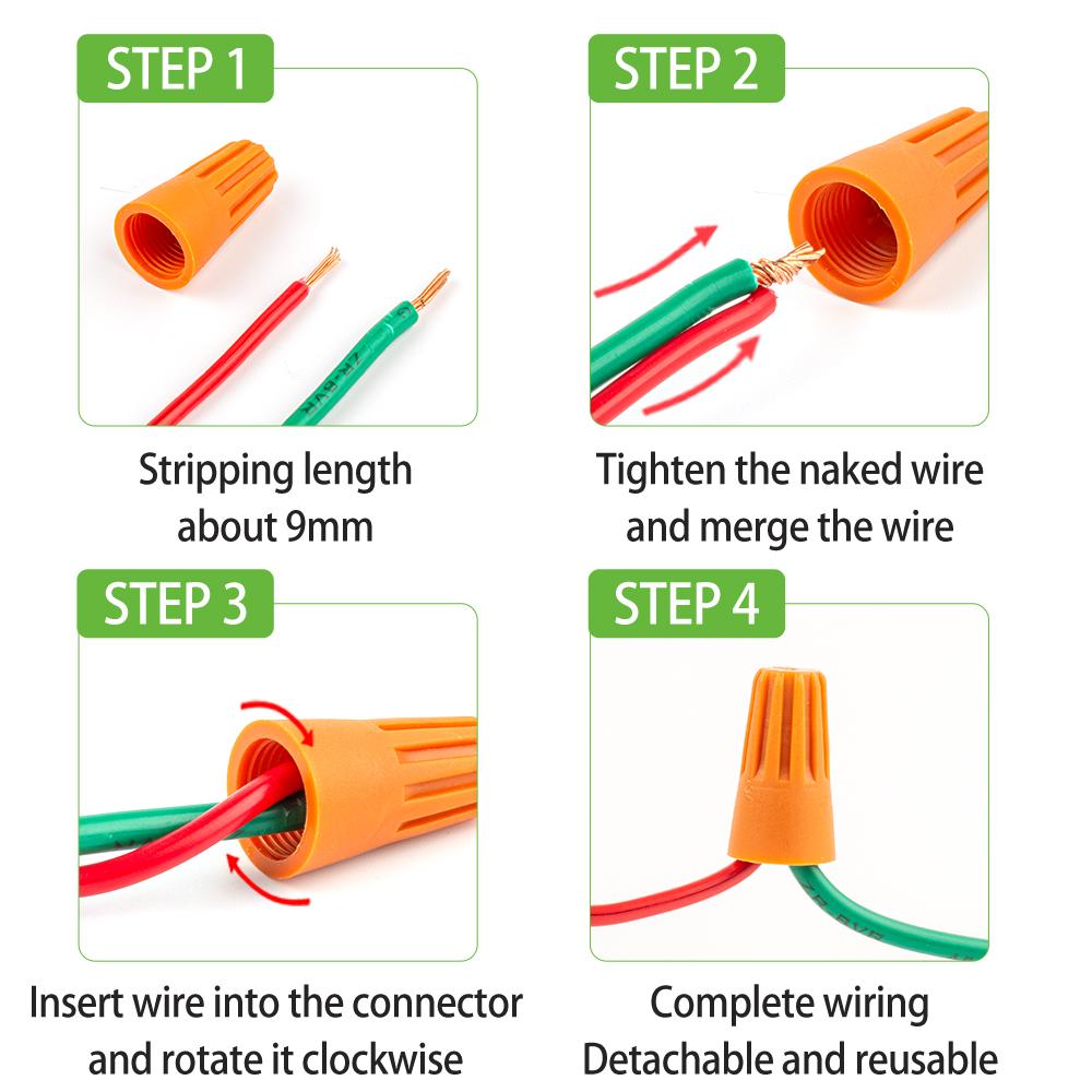 50PCS Colorful Electrical Insulated Crimp Twist Terminal Quick Wire Connector Nut Spring End Cap Connection