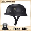 Vintage Black Retro Helmet Summer Breathable Sun Protection Lightweight Helmet Leather High Quality DOT Approved