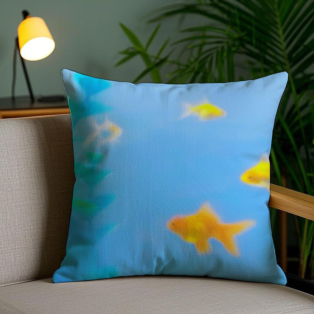 Goldfish Art Cushion Cover Soft Short Plush Double-Sided Printing Home Decor Machine Washable Pillow Case Gift