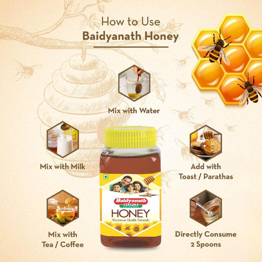 Baidyanath Asli Ayurved Honey 1Kg Pack Of 1 Natural Sweetener For Energy, Skin, Immunity, Weight Management