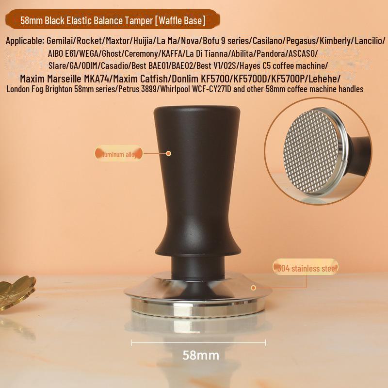 Balanserat elastiskt handtag Kaffe-tamper i rostfritt stål (51/53/58mm)