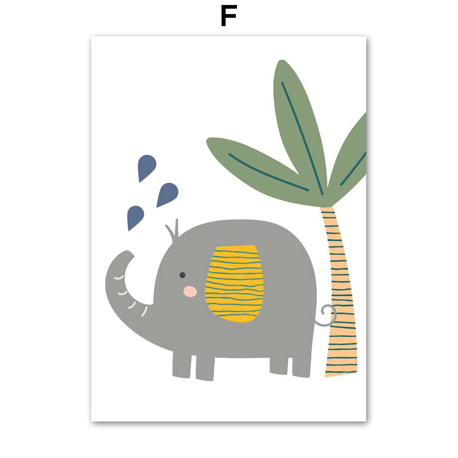 Lion Éléphant Girafe Crocodile Arbre Arc-en-ciel Crèche Art Mural Peinture sur Toile Affiches Et Impressions Images Chambre Bébé Enfants Décor