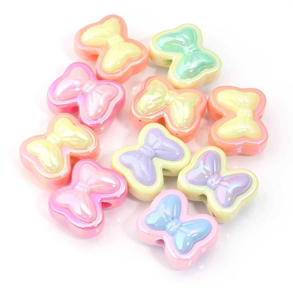 10pcs/Lot AB Colors Acrylic Beads for Jewelry Making Candy Butterfly Tie Star Beads Loose Spacer Beads DIY Bracelet Keychains