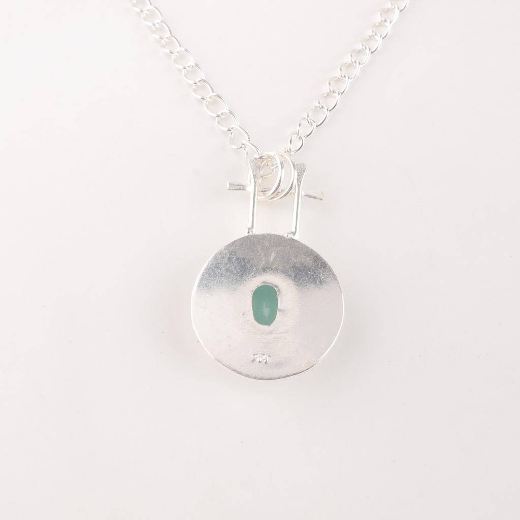 Natural Aqua Chalcedony Gemstone 925 Solid Silver Jewelry Handmade Pendant 1.4" PP-57-19