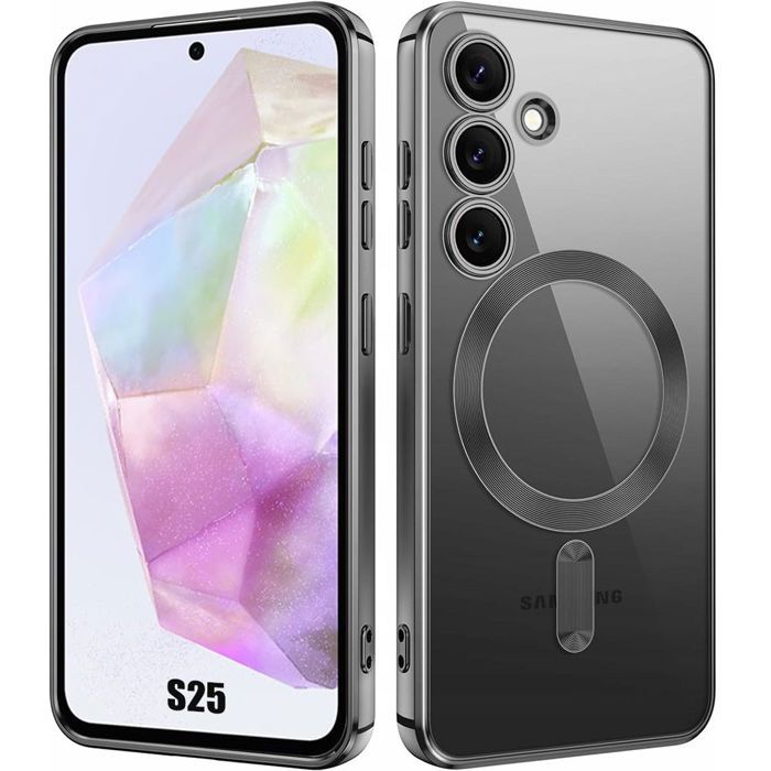 Coque pour Samsung Galaxy S25 - avec Anneau Magnétique Protection Caméra - Noir - BOOLING®