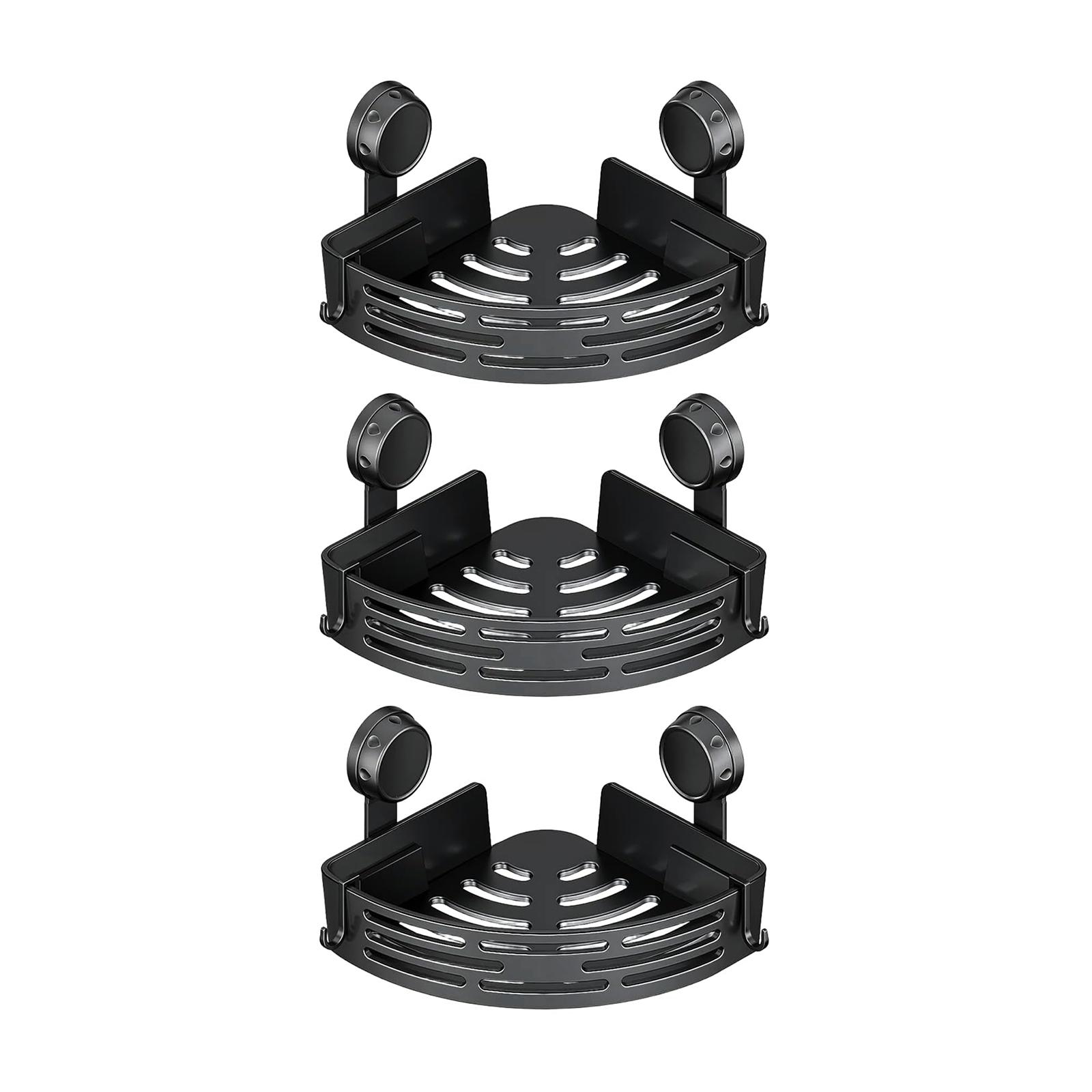 

Corner Suction Cup Shower Caddy with Hooks No Drilling Removable Bathroom Corner Organizer for Home Decor & Storage