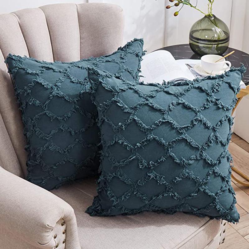 Pillow Home Pillow Cover Double-sided Cotton Linen Checkered Back Pillow Cushion Sofa Lumbar Pillow