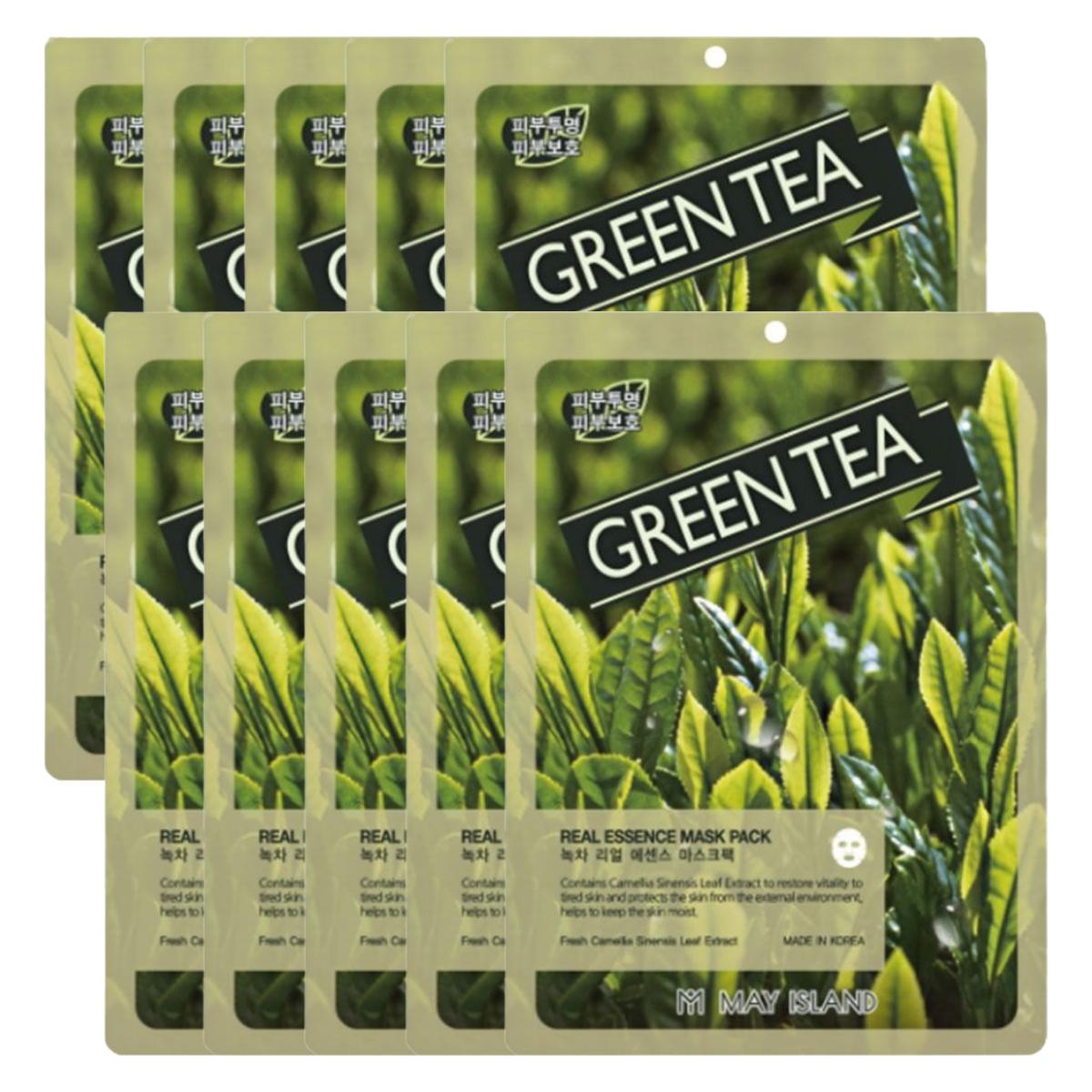 May Island Real Essence Mask Pack Green Tea Clarifying Hydrating Sheet Mask 25ml*10ea