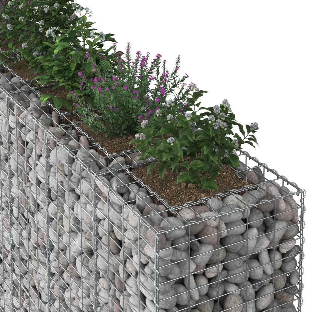 Gabion Raised Bed 4 Pcs Silver 330 X 50 X 150 Cm