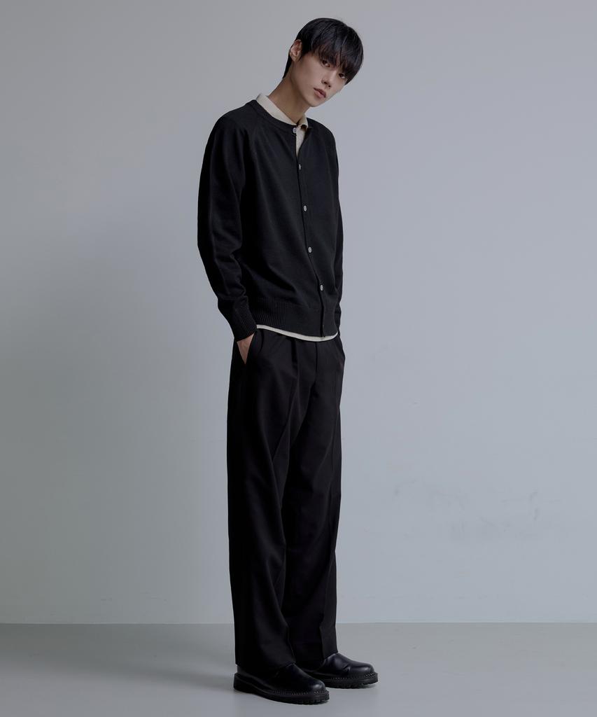 Nodu Raglan Herasi Round Cardigan [Black]