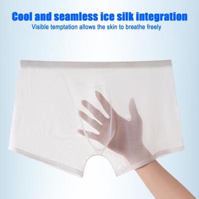 Boxer Underwear Mid-rise Ultra-Thin Seamless Transparent Mesh Yarn Shorts Briefs Solid Color Breathable Lightweight Soft Boxers