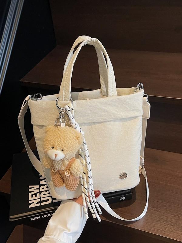 Street Style Nylon Square Bag For Women Teen Fashion Lightweight Crossbody Bag With Stitching Detail