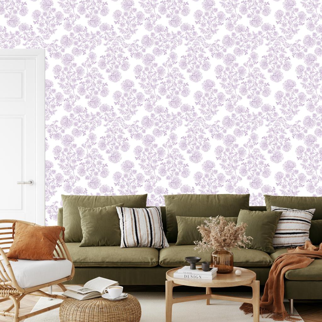 White Flowers Wallpaper, Small Detail for Living Room and Bedroom 50x1000