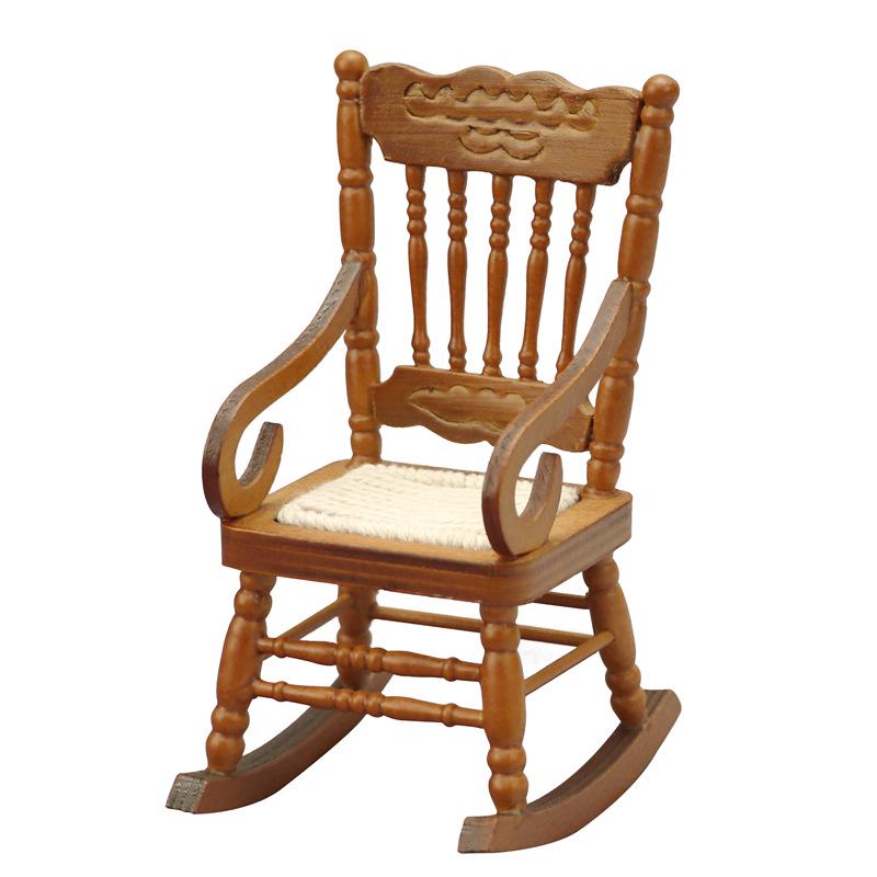 

12th Scale Dollhouse Miniature Classic Rocking Chair - White/Rosewood каштановый