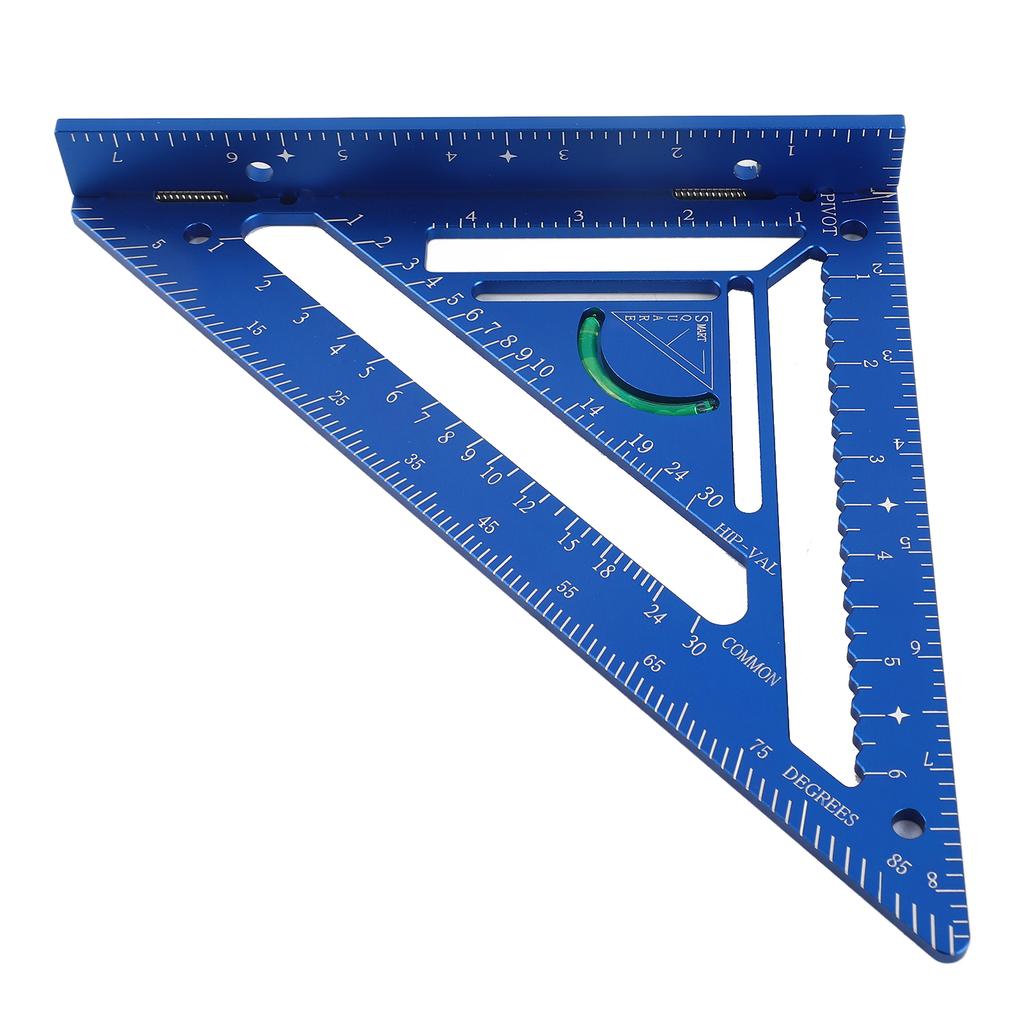 Echer pentru căpriori Aliaj de Aluminiu Riglă Triunghiulară Raportor Echer de Tâmplar cu Bloc de Ghidaj pentru