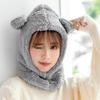 Cartoon Winter Warm Hedging Cap Cute Plush Hat Scarf Sweet Bear Ear Hat Scarf  Outdoor