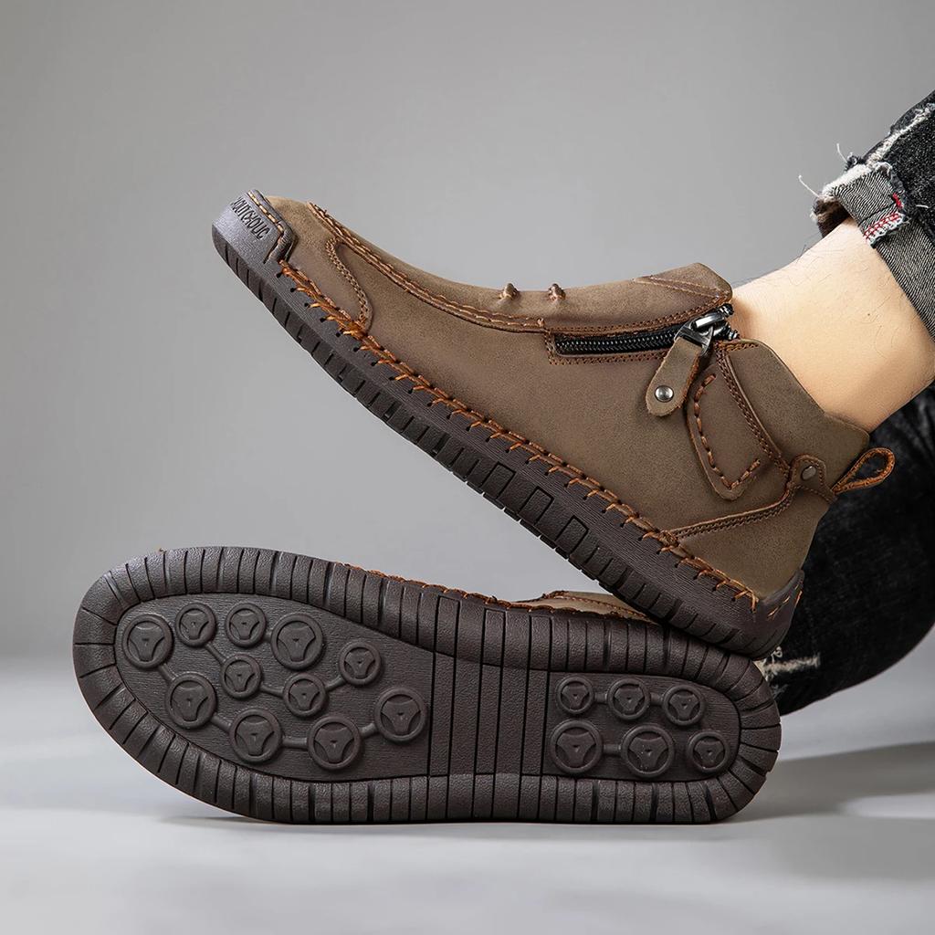 New Autumn Handmade Leather Men Boots Outdoor Design Sneakers Man Breathable Casual Leather Shoes Men Ankle Boots Fall Plus Size