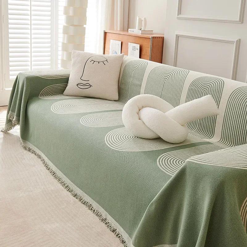 Large Couch Cover Leisure Relax Beach Towel White Travel Rug Tassels Linen Nordic Sofa Throw Blankets Outdoor Camping Picnic