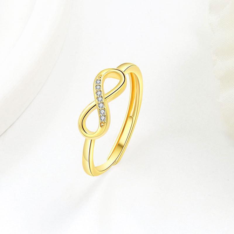 Elegant Infinity Symbol Ring For Women Micro Paved Zircon Adjustable Open Band Minimalist Shiny 8 Shape Jewelry opening adjustable золотой