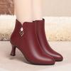 stiletto high heels women's soft leather short boots, winter new pointed fashion velvet leather shoes are versatile