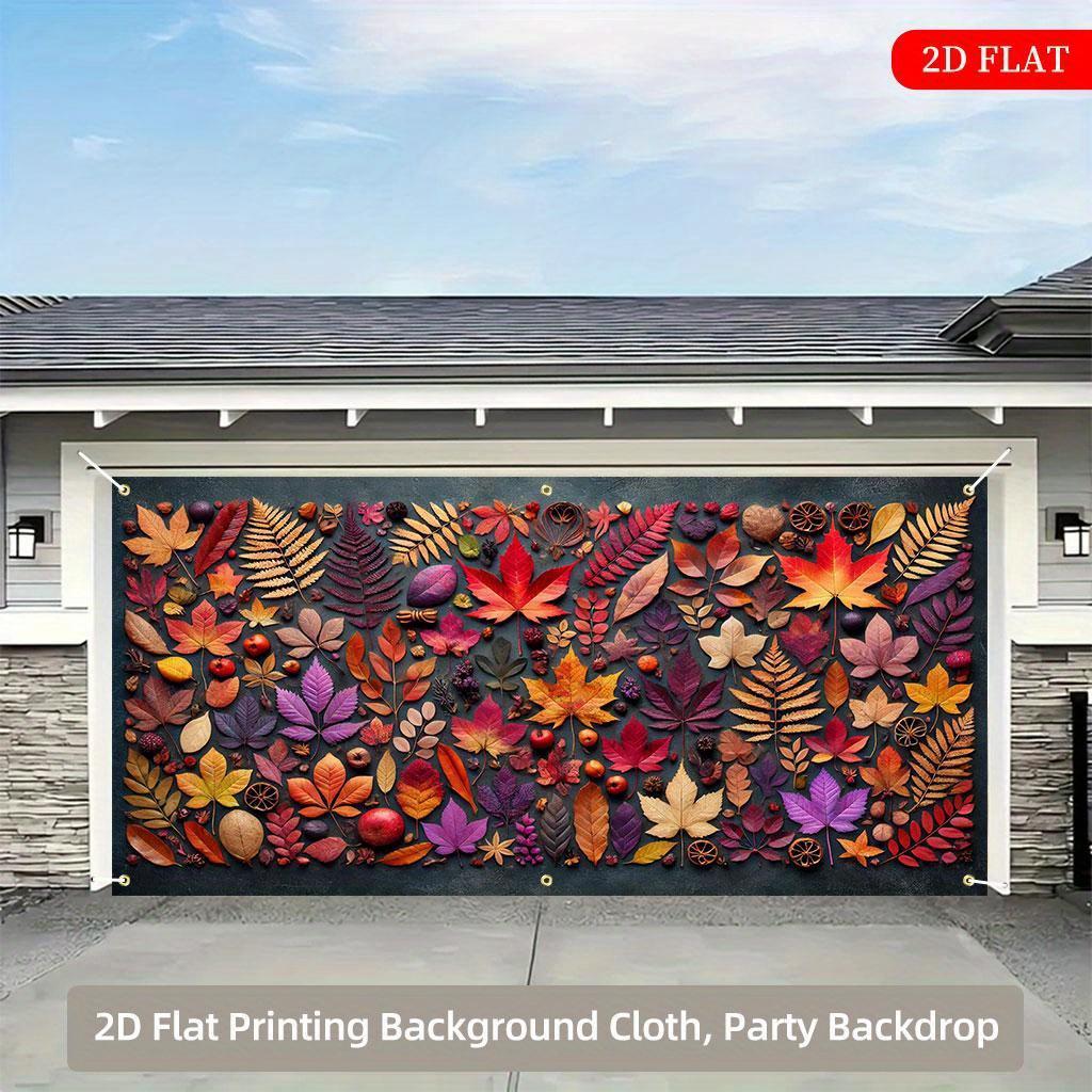 2D Plane 1 Piece Red and Purple Autumn Leaves Background Cloth 2D Plane Printing for Multi-scene Application