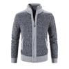 Plaid Lined Zipper Closure Male Sweater Coat Long Sleeve Patchwork Color Pockets Stand Collar Sweater Coat Men Knitwear