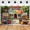 Colorful Campus Bookshelf Backpack Themed Banner Background, Back To School Party, Home Decoration Photography Background Cloth