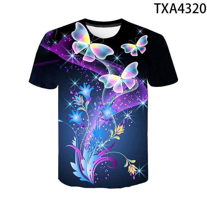 3D Print Butterfly T Shirt Men Women Children Summer Short Sleeve Flower T-shirt Streetwear Tee Insect Cool Boy Girl Casual Tops