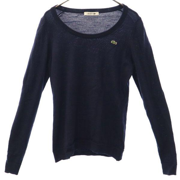 LACOSTE wool One-point patch pattern Long sleeve knit 34 sweater Women Used
