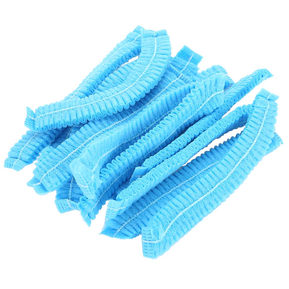 100PCS Disposable Hair Shower Cap Non Woven Anti Dust Hat Strip Blue NOn Woven Caps for Salon