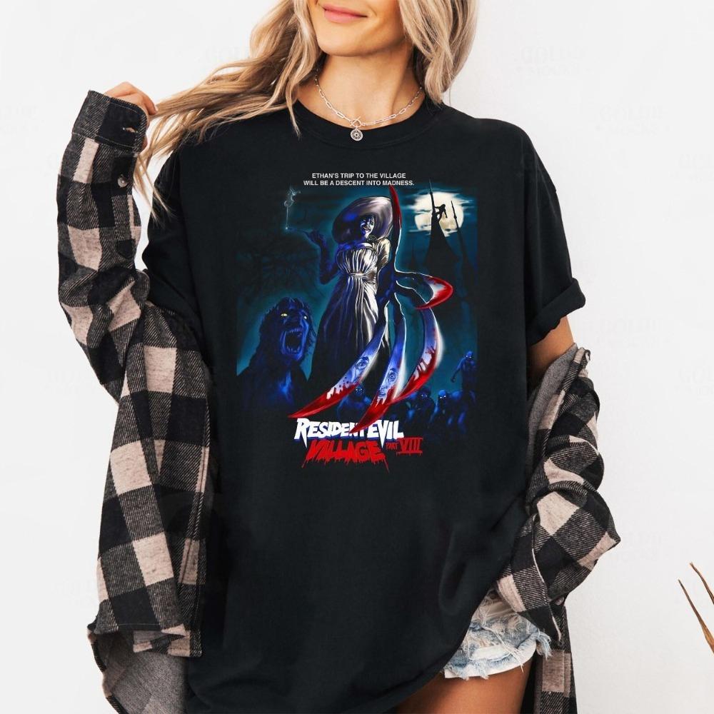 Resident Evil Village Shirt Lady Dimitrescu Fan Shirt Survival Horror Gamer Gift TShirt Short Sleeve Unisex Women AllSeason S