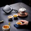 Plant ash ceramic tea set handheld tea pot, travel teaware quick- cup portable outdoor 1 teapot  3 cups, gongfu teaware