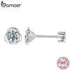 BAMOER White Gold Plated Moissanite Rose Earrings for Women 925 Sterling Silver Small Flower Studs Huggies Christmas Gift