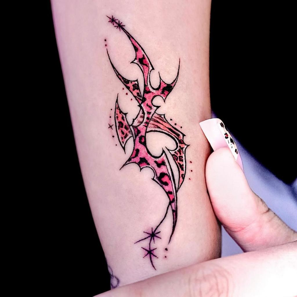American Leopard Print Sword Thorn Arm Tattoo Sticker High Value Dark Tattoo Sticker