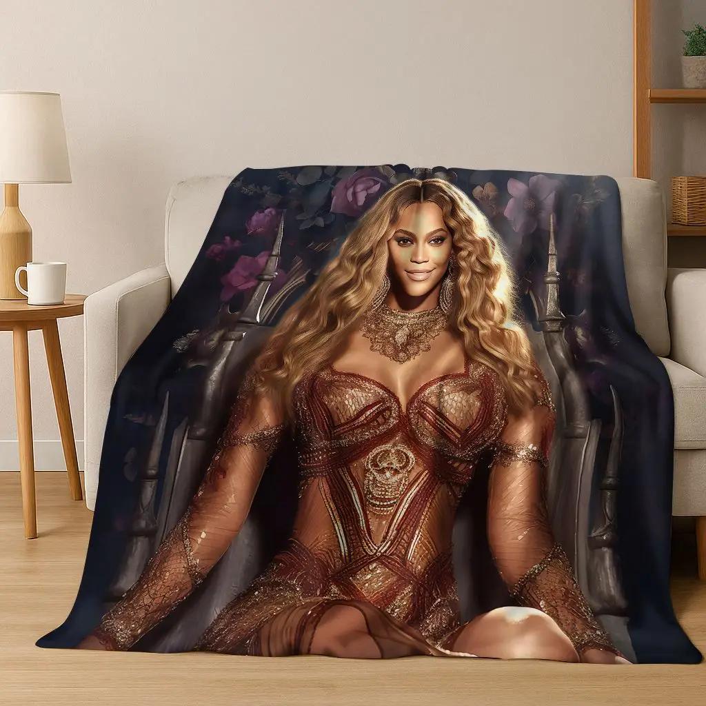 Fashion Pop Music Beyonce Art Flannel Blanket,Cozy Soft Throw Blanket for Home Bedroom Bed Sofa Picnic Office Cover Gift Kid