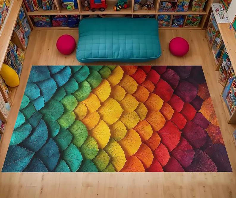 Colorful Printed Carpet Abstract Geometric Vortex Bedroom Bedside Porch Anti Slip Floor Mat Office Decoration Rug