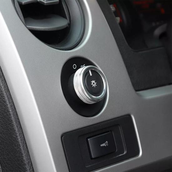 4pcs Headlight Switch 4WD Knob Trim Ring for Ford F-150 09-14 Silver Accessories