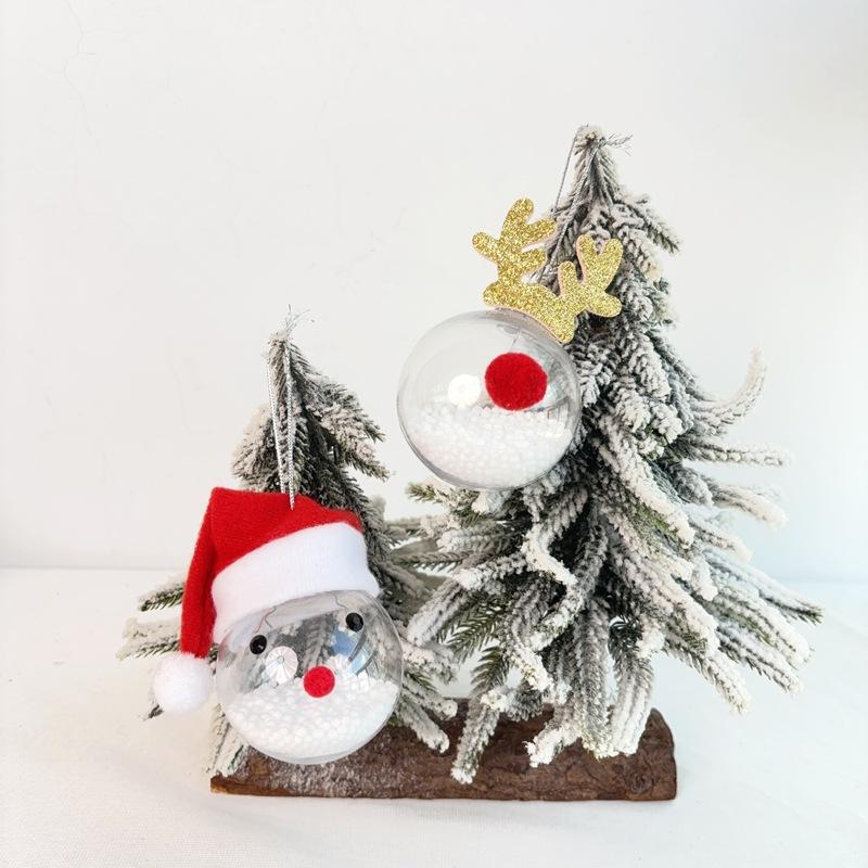 WTEMPO Christmas Tree Decoration Christmas Ball Decor Hanging Pendents for Store & Home & Office Christmas Tree PET Clear Ball Antler Snowman Pendants