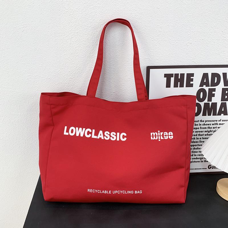 2025 New Solid Color Letter Print Large Capacity Shoulder Bag Tote Bag