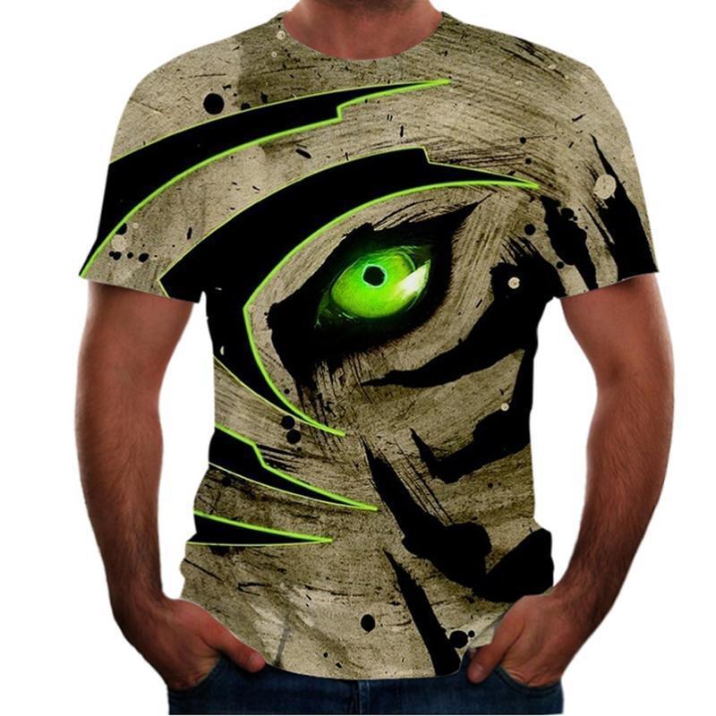 Animal Tiger 3D T-shirt Men's Lion Short Sleeved Men's Quick Drying T-shirt