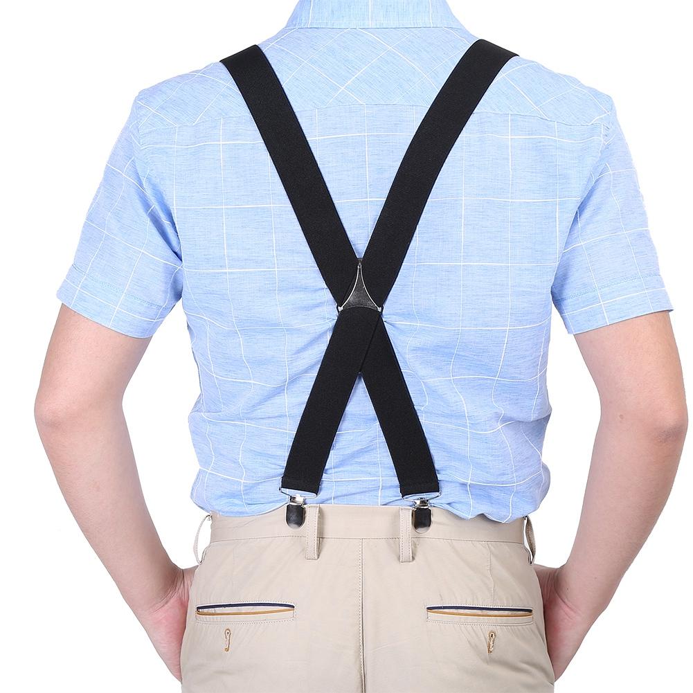 Elastické kšandy 3,5 cm šířka Pánské X tvar Nastavitelné 4 klipy Klipy na kalhoty Černé