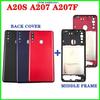 Back Housing Back Battery Cover LCD Front Middle Frame For Samsung Galaxy A20s A207 A207F A207M Door Housing Camera Lens