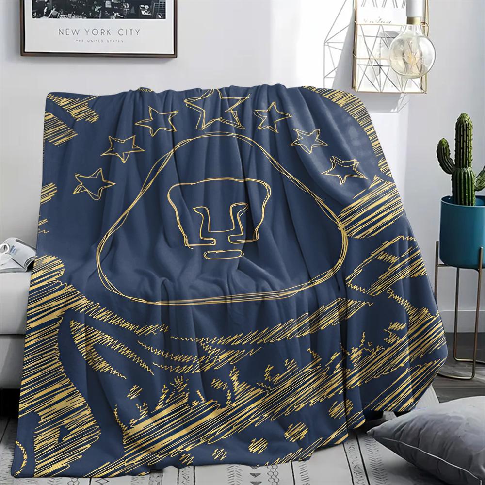 Pumas UNAM Print Flannel Blanket, High quality Comfortable for All Seasons, Home Decor, Warmth and Comfort, Perfect for Christmas Gifts