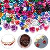 50/100pcs Aluminum Rose Flower Metal Mixed Color Flowers For Wedding Party DIY Jewelry Making Crafts Earring Headwear Decoration